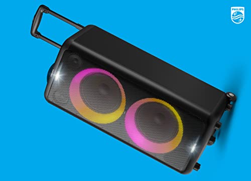 Philips X5206 Bluetooth Party Speaker With Extra Bass, Up To 14 Hours Battery, Party Lights And Karaoke Effects, Microphone And Guitar Input, Audio-In, Usb Charging, Built-In Trolley, Tax5206 #TOP6