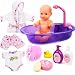 Liberty Imports Little Newborn Baby 13-Inch Bathtime Doll Bath Set - Real Working Bathtub with Detachable Shower Spray and Accessories for Kids Pretend Play