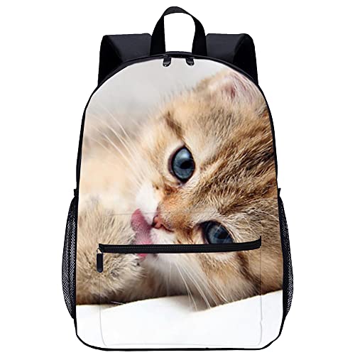 Sac à dos de mode avec impression 3D chat animal grand volume 45x30x15cm pour adolescents