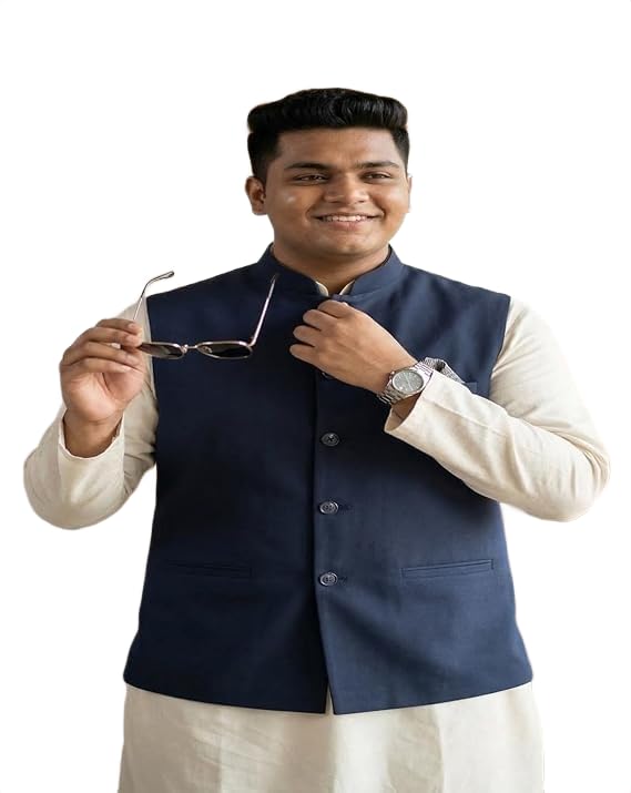the classic togs Navy Blue Nehru Jacket,Modi Jacket For Men 2-picture-14