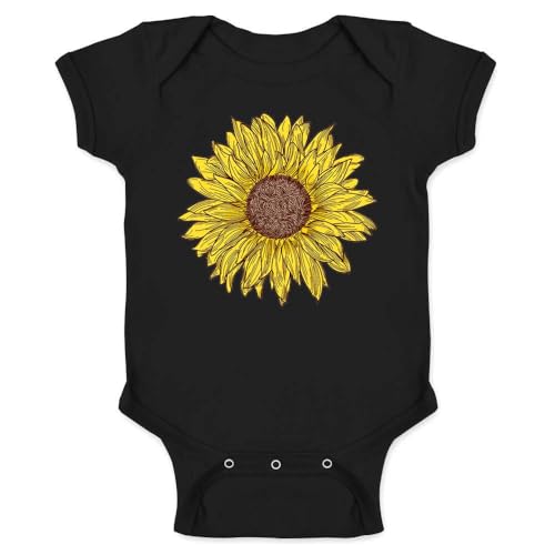 Sunflower Cute Retro Vintage Style Hippie Boho Infant Bodysuit Black 6M