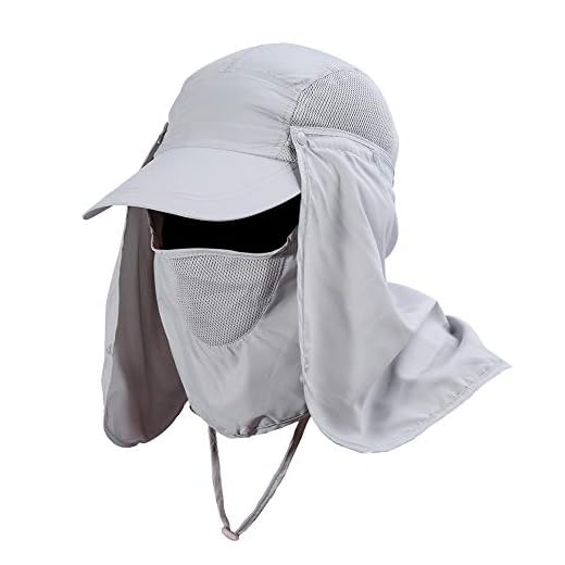 Gorra de Protección Solar Anti-UV, Sombrero Pesca del Sol Gorra al Aire Libre de Protección Solar Transpirable Cap Sombrero de Ala Ancha Protección UV Protege Cuello Cara para Hombre Mujer(Plata)