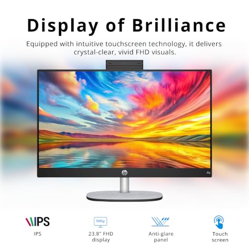 Image of HP 23.8 inch FHD Touchscreen All-in-One Desktop AI PC, AMD Ryzen AI 5 340, 32GB DDR5, 3TB Storage (2TB SSD+1TB Docking Station), Wi-Fi 6, FHD IR Camera, Wireless Keyboard & Mouse, Win11 Pro, Black