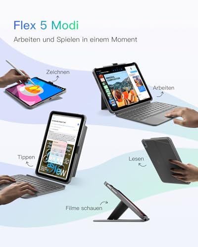 Inateck iPad 11 A16/10.Gen Hülle mit Tastatur, 5,1" Vollflächen-Touchpad – Ansicht 6