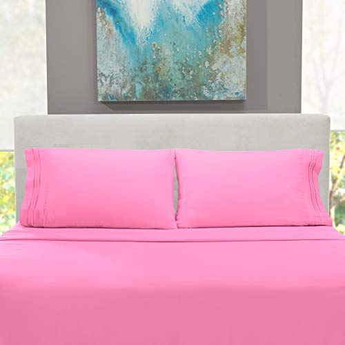 Hearth & Harbor Twin XL Size Sheets - 3 Piece Bed Sheet Set, Hotel Luxury Double Brushed Bed Sheets - Extra Soft Bedding Sheets & Pillowcases, Twin XL, Light Pink by Hearth & Harbor - Used condition - Image 5