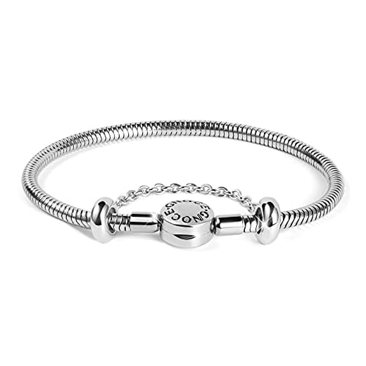 Gnoce Edelstahl Charms Armband"Verblasst nicht" Einzigartiger Metall Schlangenkette Bettelarmband für Damen Herren 16cm