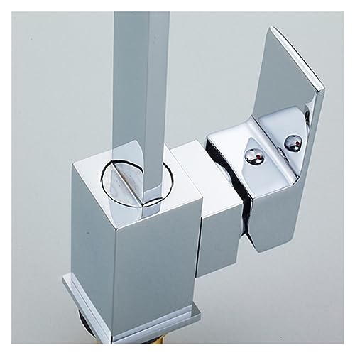 Mitigeur d'évier chromé avec robinet de cascade de cuisine et coude en laiton pour eau chaude - 6
