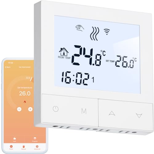 BEOK CONTROLS Tuya Termostato WiFi para Calefacción Eléctrica, Termostato Inteligente de Ambiente Programable Semanalmente, Compatible con Alexa, Google 16A TDS72-WIFI-EP