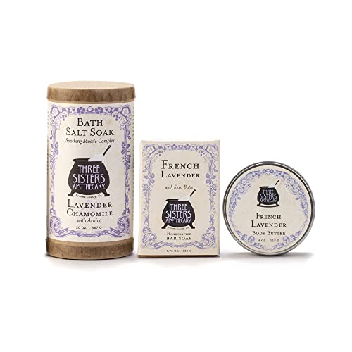 Image of Three Sisters Apothecary Bath & Body 3 Piece Gift Tote (French Lavender)