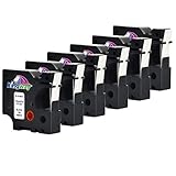  Kingway Dymo 45013 S0720530 - Cinta de recambio para Dymo D1 45013 para Dymo LabelManager 160 210D 260P 360D LabelWriter 400 450 Duo (12 mm x 7 m, color negro sobre blanco, 6 unidades)