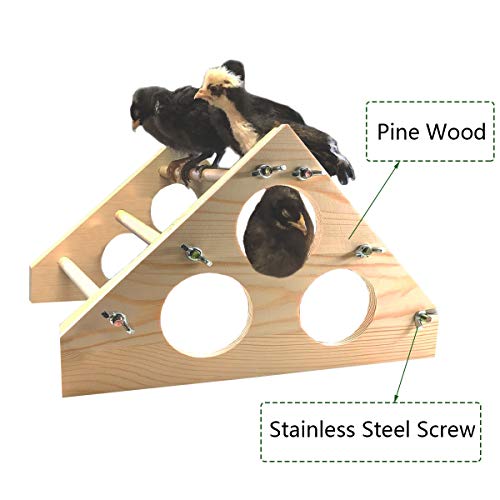 Image of Chicken Perch Wood Stand with Holes Chick Stand Trainning Perch Hen Roost bar for Chicks Poultry Swing Jungle Gym Chicken Toy for Hens