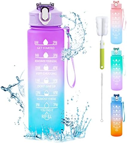 Gourde Sport 750 Ml Vexran - Avec Marqueur De Temps, étanche, Sans BPA - Paille Incluse, Couleur Violette