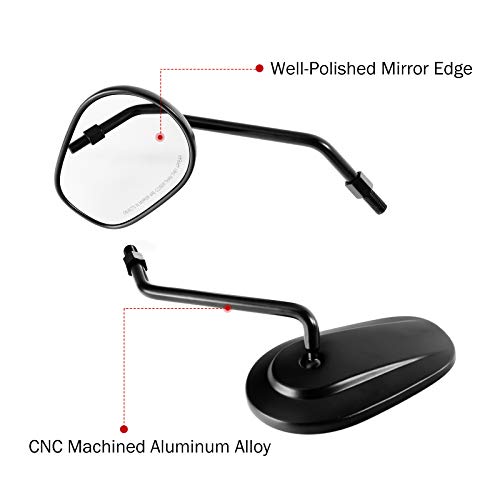 Innoglow Motorcycle Mirrors Rearview Mirror Side Mirrors Wide Field Matte Black Aluminum 8Mm/10Mm Universal For Suzuki Yamaha Kawasaki Cruiser Chopper #TOP2