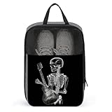 Abstract X-ray Skull Skeleton Playing Guitar Shoe Bags for Travel Water-Resistant Shoes Pouch with Handle Fashion Shoe Organizer with Zipper Closure Portable Sneaker Carrier for Men & Women Daily Use