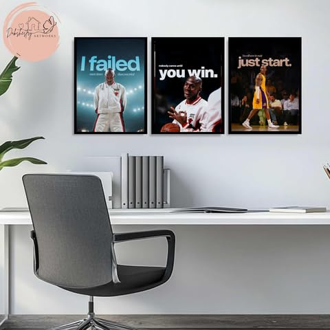 Image of DAKSHESTRY ARTWORKS Motivational Wall Art Set of 3 Frames | Success & Hustle Quotes Posters | Premium Inspirational Wall Decor for Bedroom, Office, Gym | HD Printed Framed Artwork 10X13 INCHES