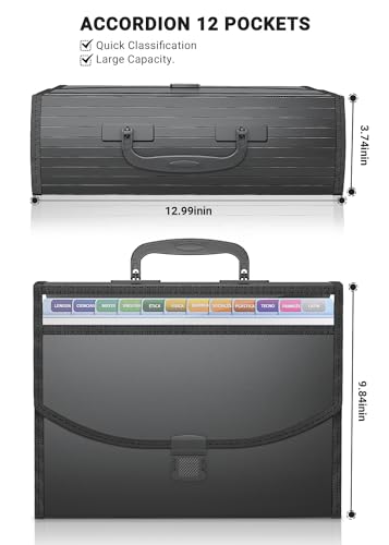 Image of TOPCJ 25 Pockets Accordion File Organizer with Handle,Expanding File Folders for Documents, A4 /Letter Size Paper,a-z Tabs,Perfect Expandable Accordian Filing Folders with Visible Window