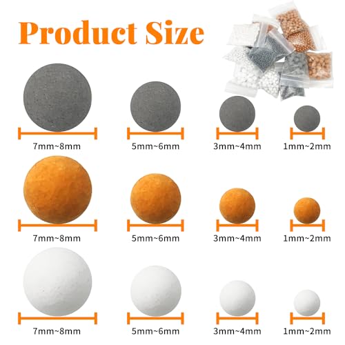 12 Pack Mineralperlen Nachfüllset, Shower Head Filter Beads Dusche Duschkopf Filter Gegen Kalk Hair Loss, Filtersteine Wirken Antibakteriell Ionenfilternd Mineralsteine zu Entfernung Chlor (4 Größen)