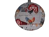 Pot Holders Heat Resistant Barn Yard Chickens and Roosters Potholders Handmade Double Insulated Quilted Hot Pads Trivets 9 inches Round