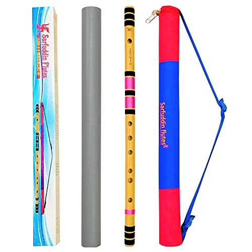 Sarfuddin Flutes D Natural Medium 17 Inches Right Handed Bamboo Flute Bansuri With Carry Bag #TOP2