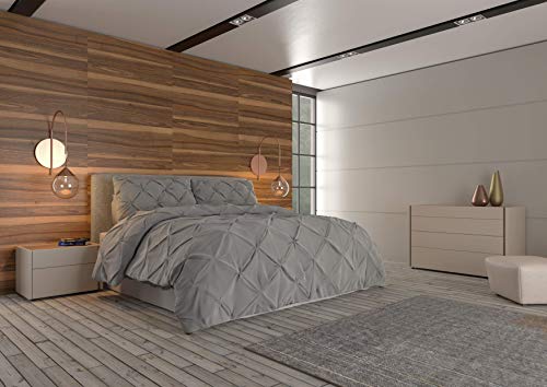 Nestl Queen Comforter Set Pinch Pleat Comforter, Bedding Comforter Sets, Comforter Set For Queen Bed, Pintuck Comforter Set Full Size, Down Comforter With 2 Pillow Shams, 3-Piece - Silver Gray #TOP1