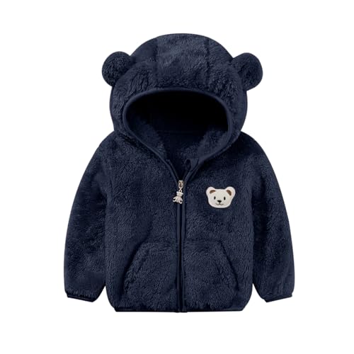 Image of Baby Boys Girls Fleece Jackets Zip Up Hoodies Cute Bear Coats Fall Winter Fuzzy Jacket Newborn Boys Girls Outwear