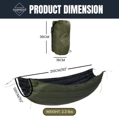 Onewind Premium Hammock Underquilt, Full Length Underquilt With Insulation For Hammock Camping, Hiking, Backpacking And Travel. Lightweight And Portable, 50F, Od Green #TOP4