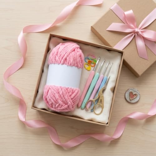 Image of Soft Chenille Yarn 100 gm Soft Velvet Wool Oon for Crochet Knitting DIY Craft Multipurpose Yarn Ball for Blanket Scarf Cushion Making (Purple) (Pink)