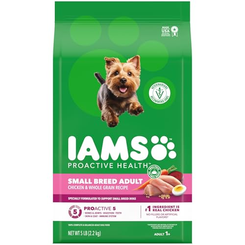 IAMS Proactive Health Small Breed Adult Dry Dog Food Chicken & Whole Grain Recipe, 5 lb. Bag