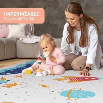 Tapis De Jeu Bébé 150x180cm - Moelleux, Imperméable Et Réversible Pour L'éveil Sensoriel