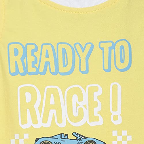 Image of miniklub Girls Yellow Printed Round Neck T-Shirt