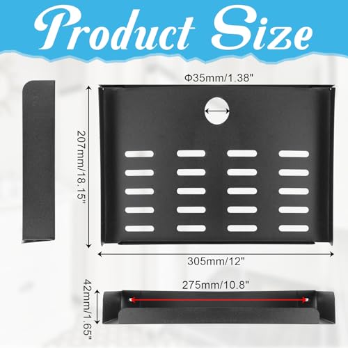 Metal Floating Shelf, 12\" x 8\" Heavy Duty Metal Floating Wall Shelf with Edge, Modern Wall Mounted Shelves for AV, TV Accessories, Projector, WiFi Router, TV Box, Cable Box, DVD Player, Game Console - Thumbnail 3