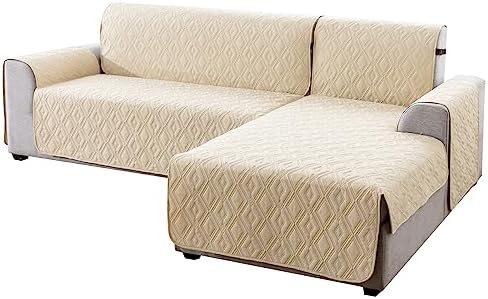 Genina Sectional Couch Covers for Dogs L Shaped Sofa Covers Chaise Lounge Cover Reversible Sofa Cover Sectional Furniture Protector for Pets, Kids (Beige, X-Large)