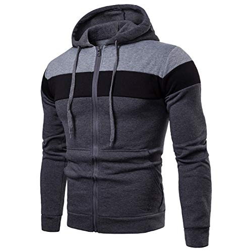 Herren Winter und Herbst Lässiger Outdoor Hoodie Patchwork Strickjacken Freizeit Reißverschluss Flickwerk Sweatshirts Mode Sport Kapuzenpullover Kapuzenjacke Sweatjacke Halb-Farbe Hoodie Pullover