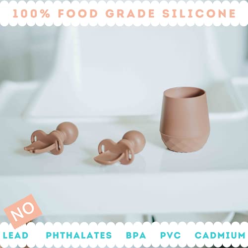 Tooshka Silicone Baby Utensils & Tiny Cup (Terra Cotta) - Bpa Free - Baby Led Weaning - Baby Spoon, Fork & Training Cup For 6 Months+ Anti-Choke Baby Feeding Supplies (Terra Cotta) #TOP6