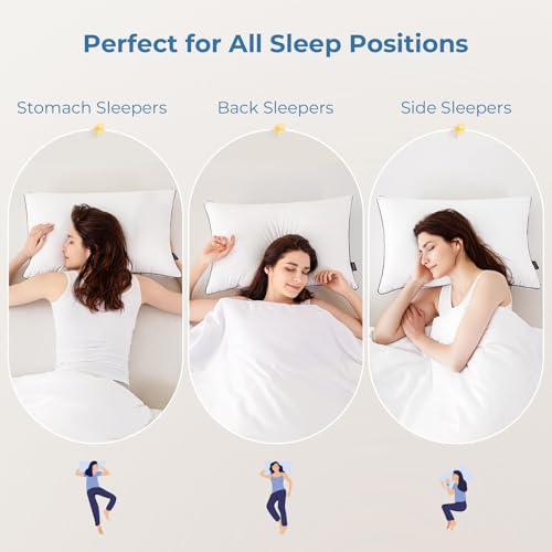 GOHOME King Size Pillows Set of 4 - Bed Pillows for Sleeping 4 Pack, Cooling Supportive Hotel Pillows with Premium Soft Down Alternative Fill for Side Stomach and Back Sleepers