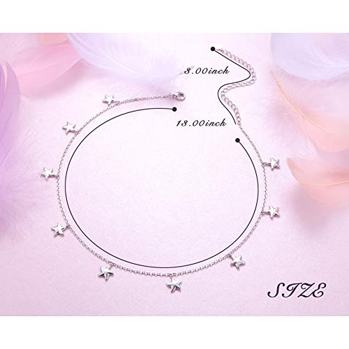 S925 Sterling Silver Jewelry Starfish Choker Necklace Pendant Disc Chain Statement Necklace For Women Girls 13+3 Inches #TOP4
