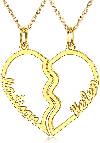 Custom4U 1-6 Pieces Heart Puzzle Jigsaw Necklace,Birthstone Pendant Set,Personalised Family/Friendship/Bff/Couple Jewelry Gift for Women Girls Mum Dad Fathers Day Mothers Day Valentines Day Birthday Christmas(with Gift Box)