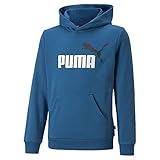 PUMA Unisex Tops Essentials+ Two-Tone Big Logo Jugend Hoodie 140 Lake Blue