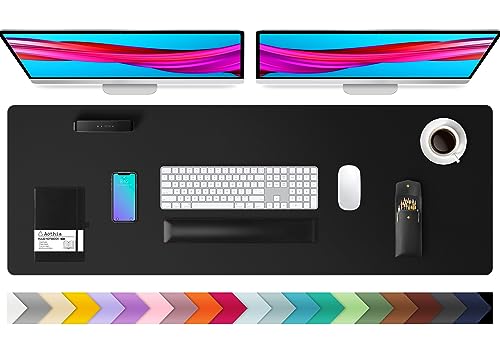 Leather Desk Pad Protector,Mouse Pad,Office Desk Mat, Non-Slip PU Leather Desk Blotter,Laptop Desk Pad,Waterproof Desk Writin