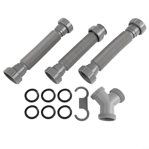 babominimer Kit de drenaje ajustable para fregadero doble con trampa P flexible, 2 y -/4 pulgadas, plástico profesional para instalación de fontanería de cocina y baño