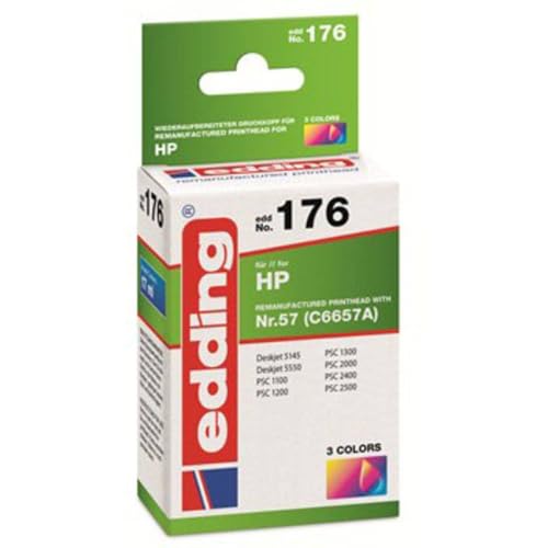 Cartouche d'encre Edding 18-176 pour remplacer HP 57 C6657A vide et retrouver des couleurs nettes