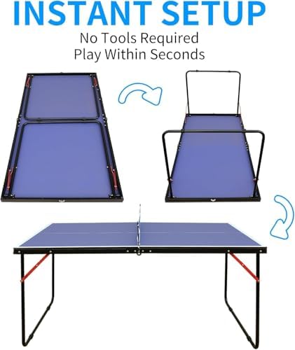 Athfiner Portable Ping Pong Table 4.5FT Foldable Compact Space-Saving Design, Multi-Use Table Tennis Table for Adults Indoor/Outdoor Game — view 2