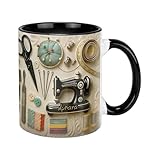 MZRAN Große 325 ml Näh-Themen-Becher aus Keramik, perfekt für Kaffee, Tee oder heiße Getränke, mit einzigartigem Design, Nähstudio-Tasse