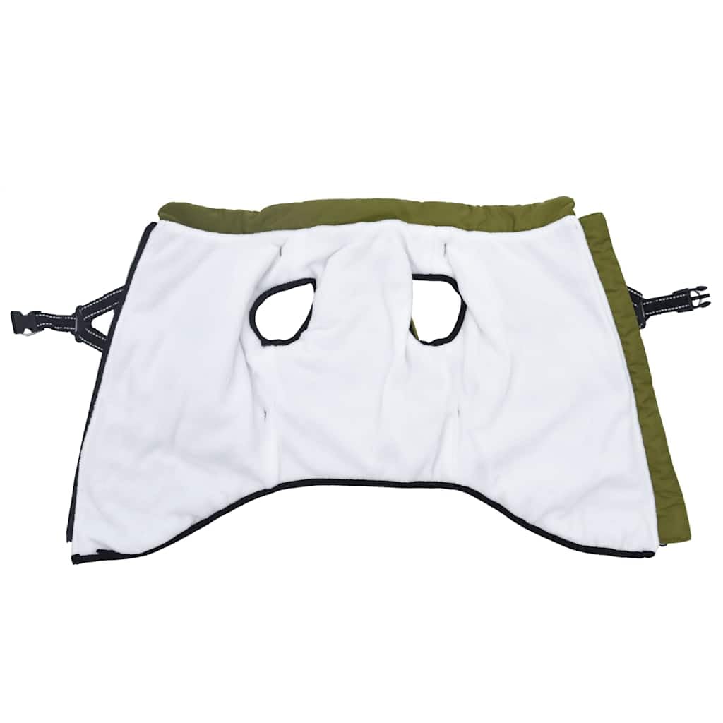 Wasserdichter Hundemantel mit reflektierenden Streifen Armeegrün L52 für Outdoor-Gassi, warm gefüttert, verstellbares Geschirr, Reißverschluss, geeignet für Winter und Herbst