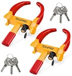Tevlaphee Wheel Clamp Lock 2-Pack Heavy Duty Anti-Theft, Adjustable Security for Cars, Vans, Motorhomes (Fits 7-11" Tyres), Weatherproof & Vandal-Resistant Design (Black&Yellow)