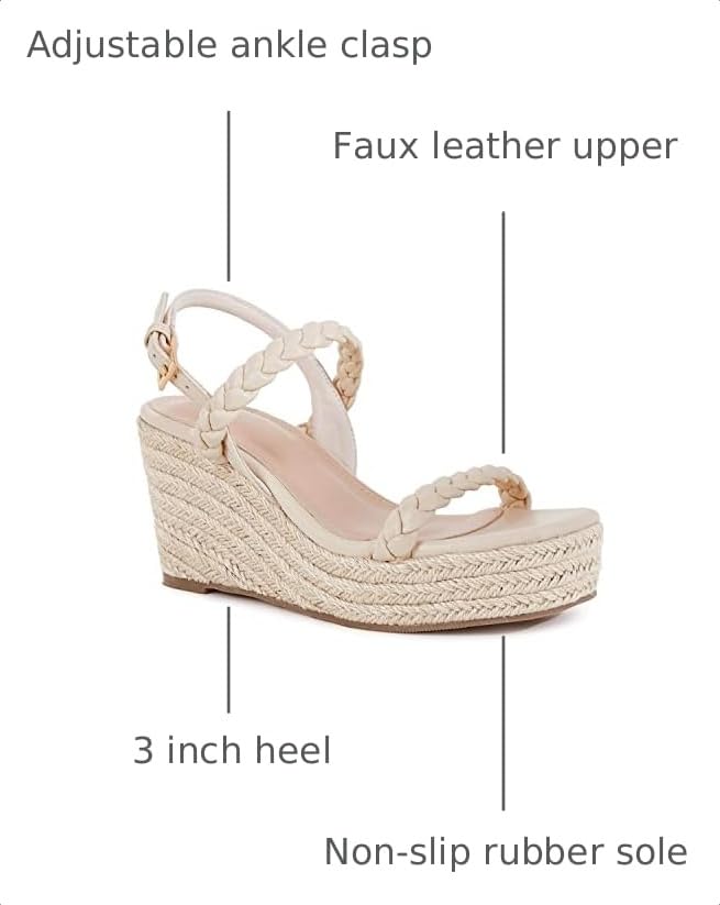 Image of Womens Espadrille Wedge Sandals Platform Braided Open Toe High Heel Ankle Strap Buckle Summer Causal Dress Shoes