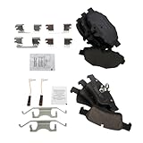 TRQ Front and Rear Brake Pad Set Ceramic Hardware Compatible with 2004-2009 Mercedes-Benz E320