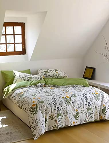Houseri Green Floral Comforter Set Queen Yellow And Green Botanical Bedding Set Queen Green Boho Comforter For Girls Women Bohemian Green Farmhouse Flower Bedding Rustic Print Comforter Blanket Queen #TOP3