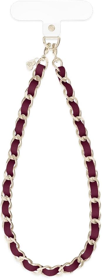 VELVET CAVIAR Leather Chain Phone Charm Wrist Strap - Cute Lanyard Accessory for Women - Fits All Phone Cases (Burgundy)