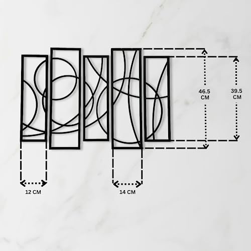 Image of 7 Decore; Wooden 5-Piece Wall Art Panel Frame | Unique Home Decor for Living Room, Bedroom, Drawing Room, and Dining Room | Elegant Black Design | Large Size Wall Hanging